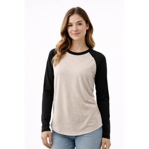 Red 23 Raglan Long Sleeve Top Size S Black Cream Baseball Tee‎